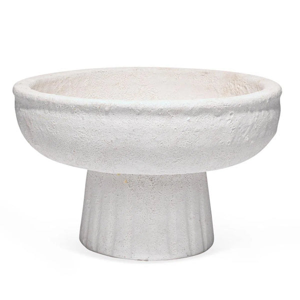 White Ceramic Aegean Pedestal Bowl - Small Boxes & Bowls LOOMLAN By Jamie Young