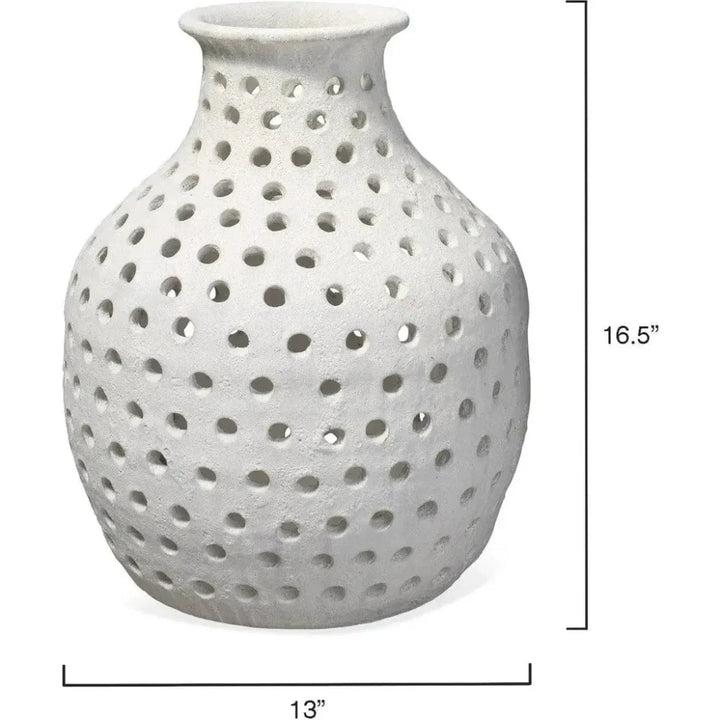 White Ceramic Porous Vase - LOOMLAN - Jamie Young - Vases & Jars