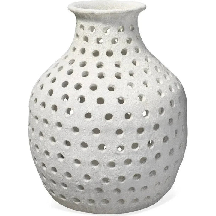 White Ceramic Porous Vase - LOOMLAN - Jamie Young - Vases & Jars