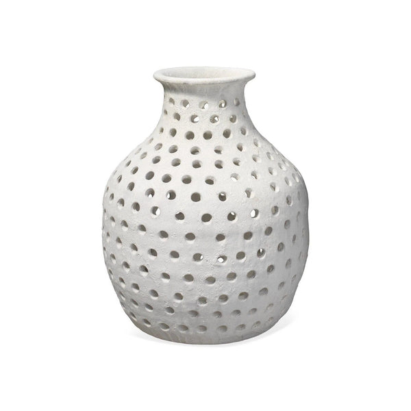 White Ceramic Porous Vase Vases & Jars LOOMLAN By Jamie Young