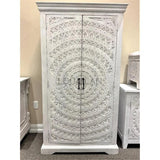 White Coastal Tall Bar Cabinet for Home Bar-Home Bar Cabinets-LOOMLAN-LOOMLAN