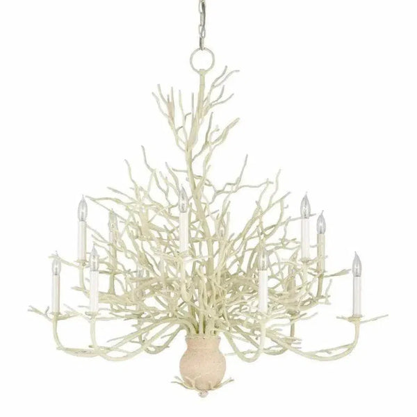 White Coral Natural Sand Seaward Large Chandelier - LOOMLAN - Currey & Co - Chandeliers