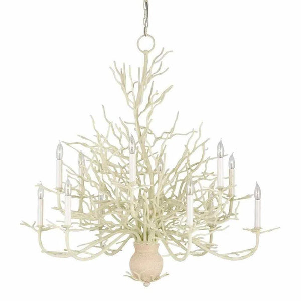 White Coral Natural Sand Seaward Large Chandelier Chandeliers LOOMLAN By Currey & Co