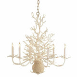 White Coral Natural Sand Seaward Small Chandelier Chandeliers LOOMLAN By Currey & Co