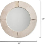 White Cowhide Leather Round Cross Stitch Wall Mirror