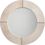 White Cowhide Leather Round Cross Stitch Wall Mirror