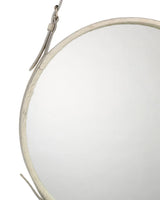 White Cowhide Round Wall Mirror Wall Mirrors LOOMLAN By Jamie Young