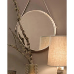 White Cowhide Round Wall Mirror