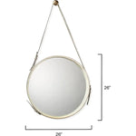 White Cowhide Round Wall Mirror