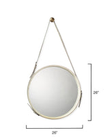 White Cowhide Round Wall Mirror Wall Mirrors LOOMLAN By Jamie Young