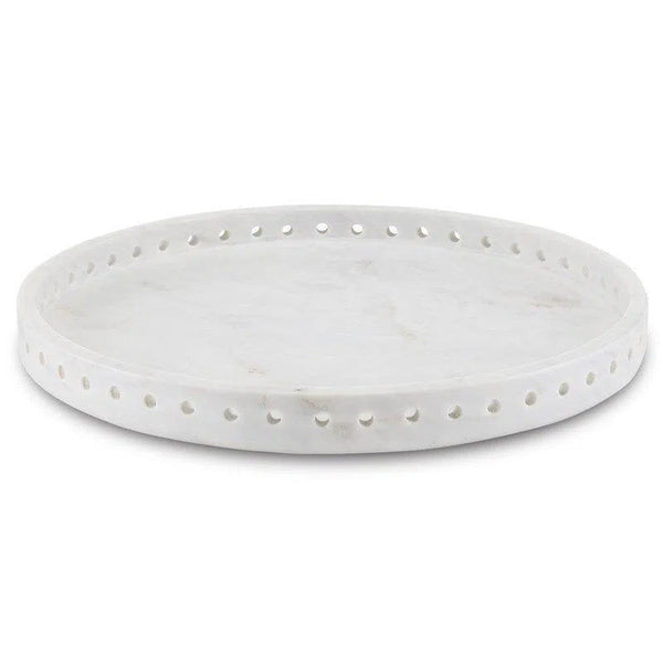 White Freya White Marble Large Tray Trays LOOMLAN By Currey & Co