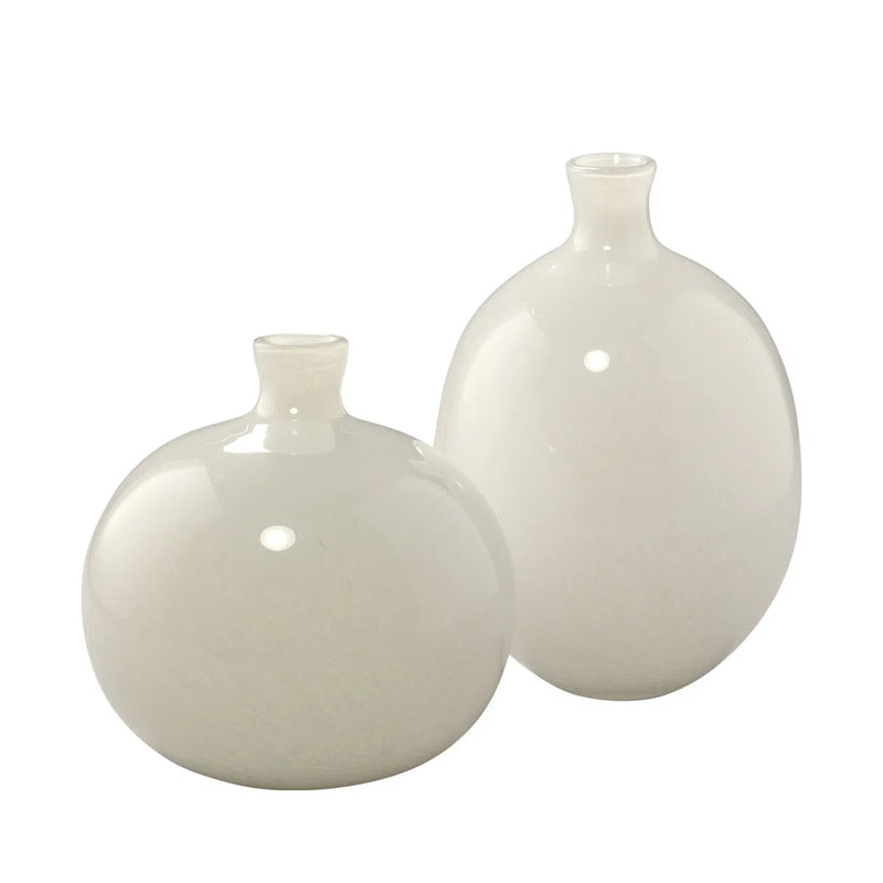 White Glass Minx Decorative Vases (set of 2)-Vases & Jars-Jamie Young-LOOMLAN