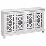 White Glass Trellis Doors Sideboard Cabinet