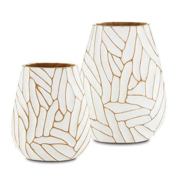 White Gold Anika Vase Set of 2 Vases & Jars LOOMLAN By Currey & Co