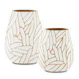 White Gold Anika Vase Set of 2 Vases & Jars LOOMLAN By Currey & Co