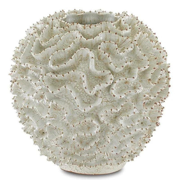 White Gold Swirl Small Vase - LOOMLAN - Currey & Co - Vases & Jars