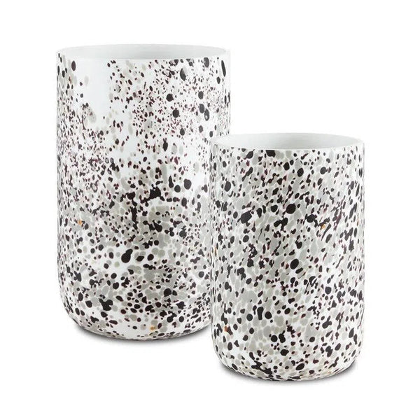 White Gray Pari White Confetti Vase Set of 2 Vases & Jars LOOMLAN By Currey & Co