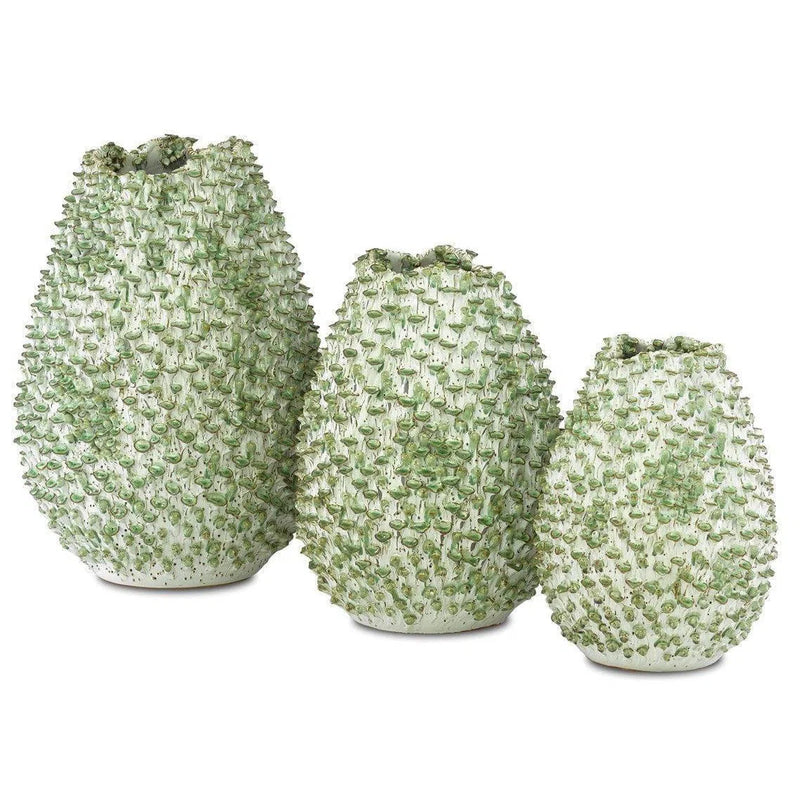 White Green Milione Medium Vase Vases & Jars LOOMLAN By Currey & Co