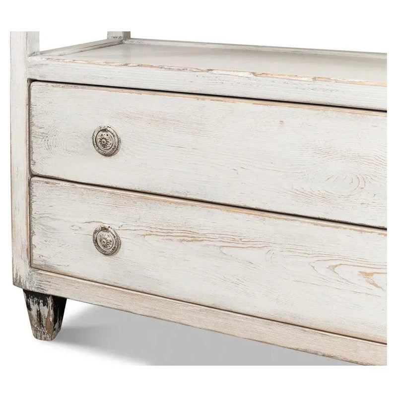 White Hollywood Chest Two Drawers & Open Shelf