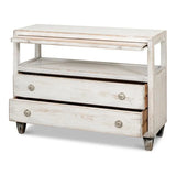 White Hollywood Chest Two Drawers & Open Shelf