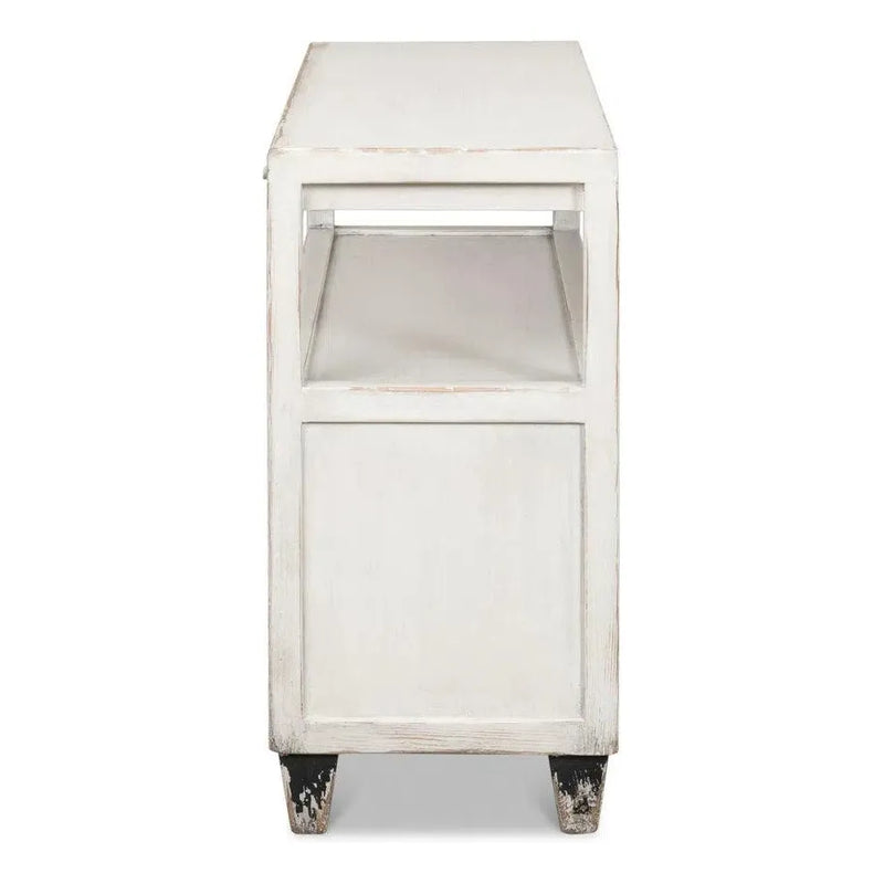 White Hollywood Chest Two Drawers & Open Shelf