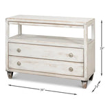 White Hollywood Chest Two Drawers & Open Shelf