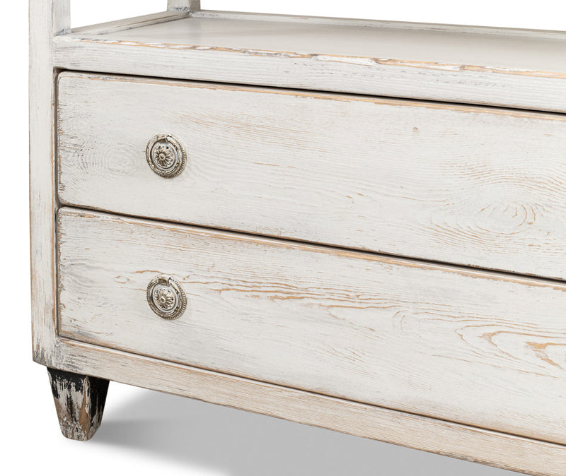 White Hollywood Chest Two Drawers and Open Shelf-Chests-Sarreid-LOOMLAN