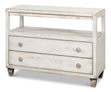 White Hollywood Chest Two Drawers and Open Shelf-Chests-Sarreid-LOOMLAN