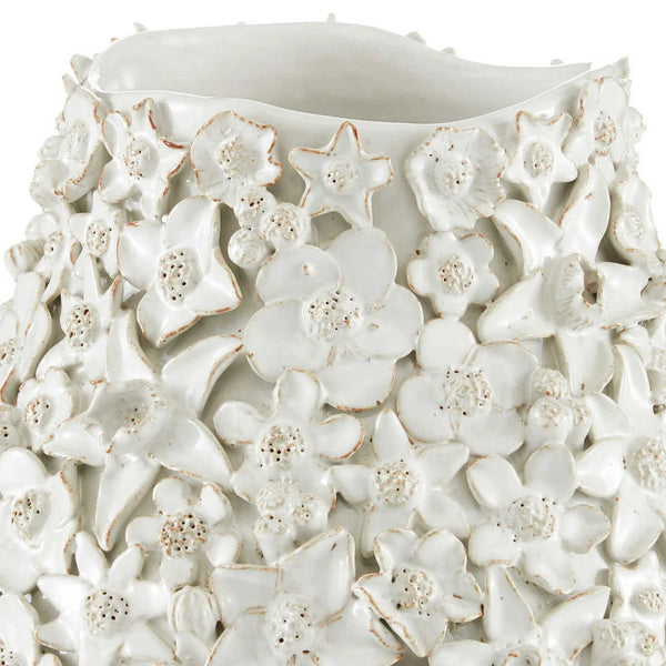 White Jessamine White Vase Vases & Jars LOOMLAN By Currey & Co