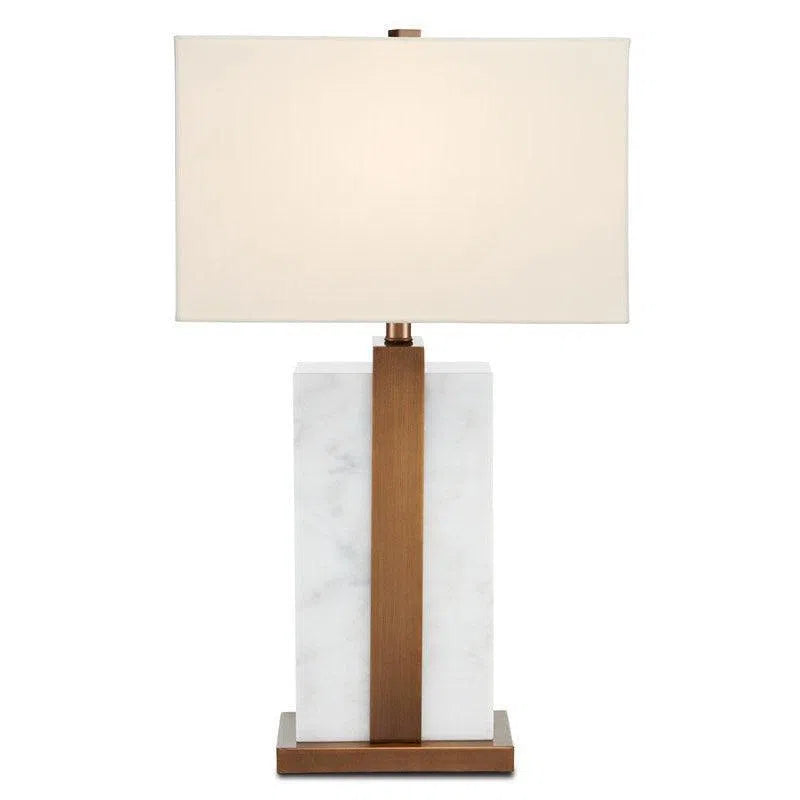 White Marble Antique Brass Catriona Table Lamp Table Lamps LOOMLAN By Currey & Co