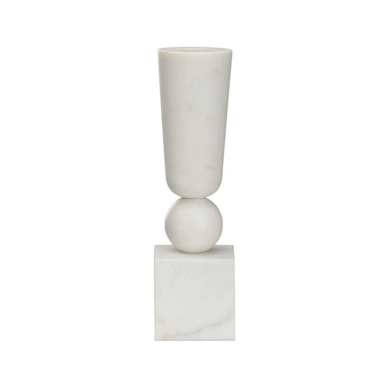 White Marble Crafted U Vase