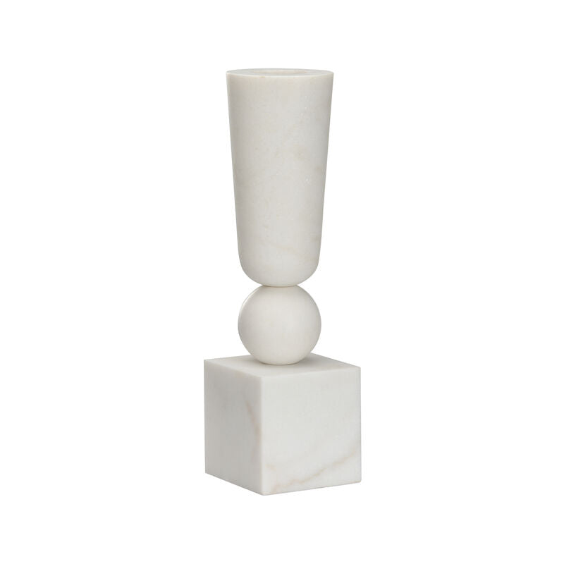 White Marble Crafted U Vase