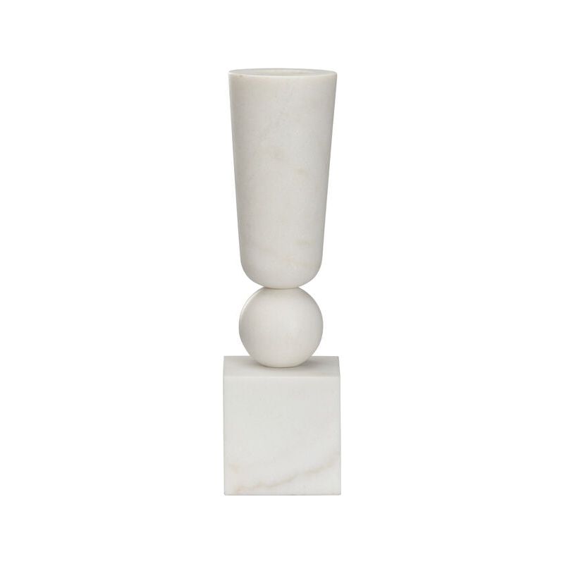 White Marble Crafted U Vase