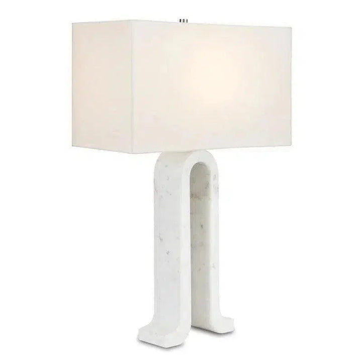 White Marble Leo Table Lamp - LOOMLAN - Currey & Co - Table Lamps