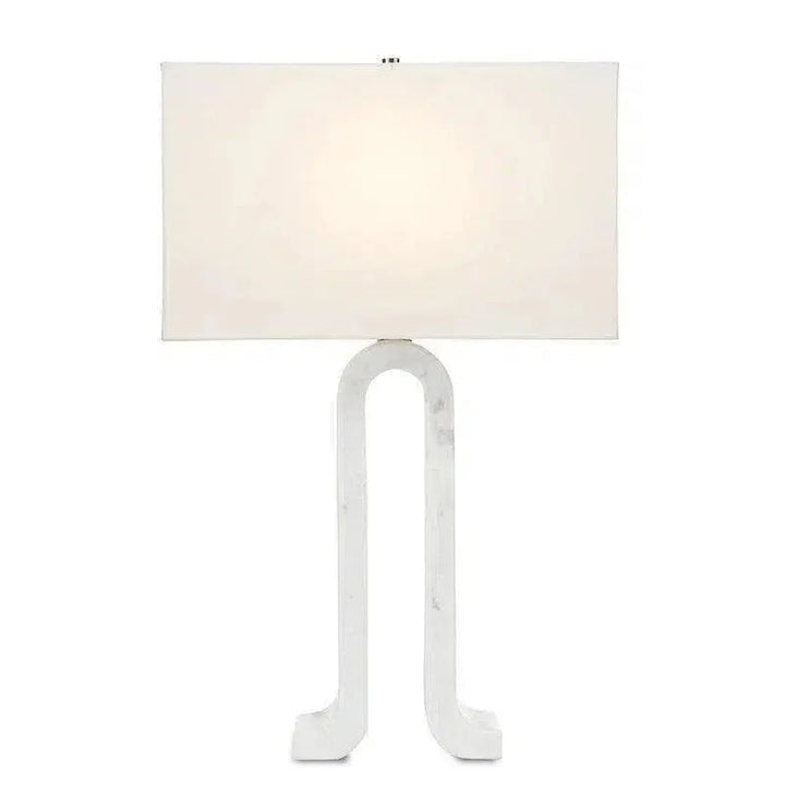White Marble Leo Table Lamp - LOOMLAN - Currey & Co - Table Lamps