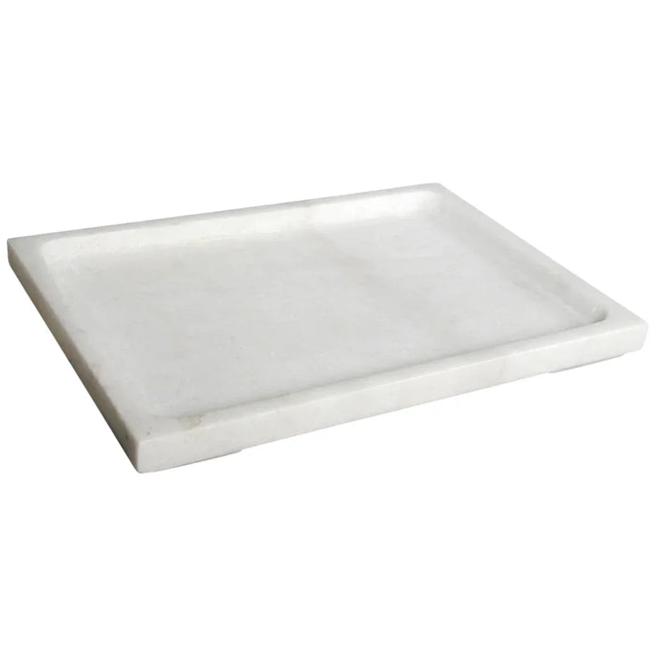 White Marble Rectangular Tray | LOOMLAN