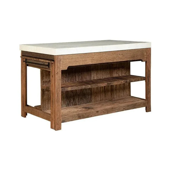 White Marble Top Rectangular Counter Table - LOOMLAN
