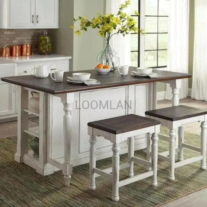 White Modern Kitchen Island Bar Table - LOOMLAN - Sunny D - Bar Tables