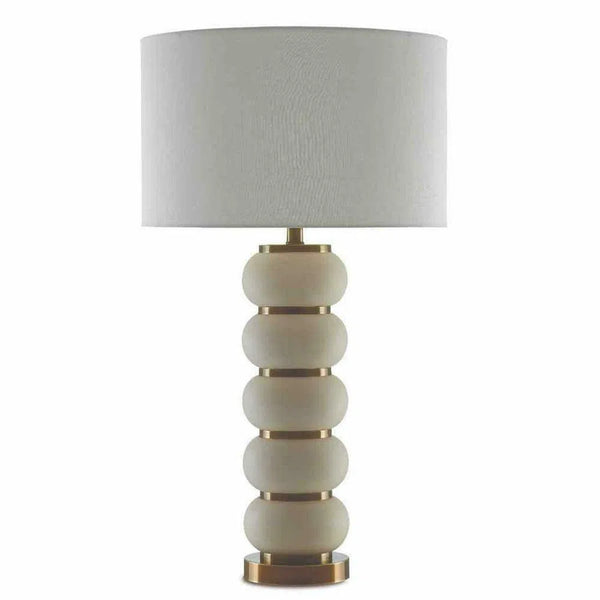 White Mud Antique Brass Luko Table Lamp Table Lamps LOOMLAN By Currey & Co