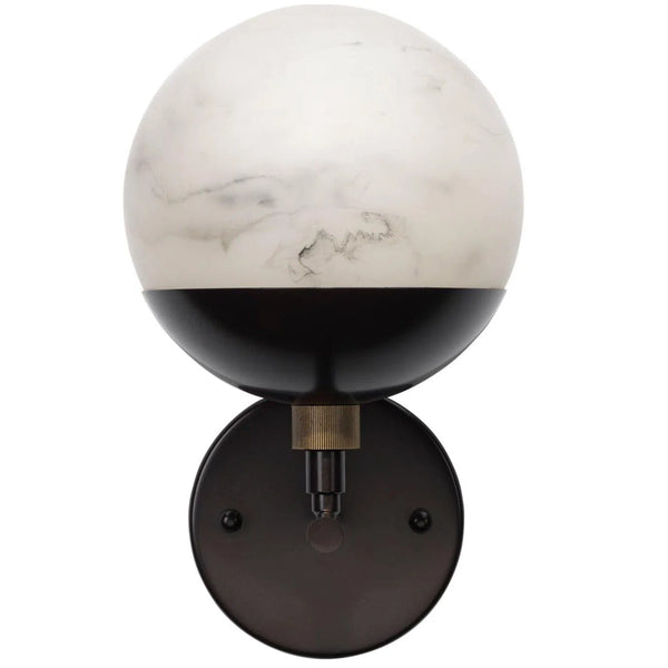 White Oil Rubbed Bronze Faux Alabaster Metro Wall Sconce Wall Sconces LOOMLAN By Jamie Young