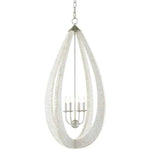 White Pearl Silver Leaf Arietta Teardrop Chandelier