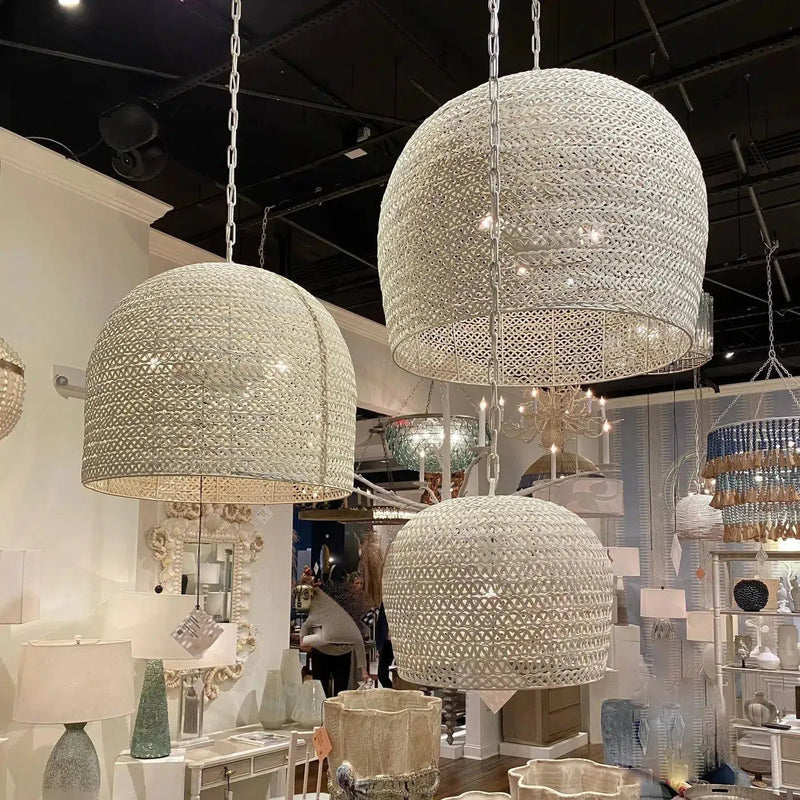 White Piero Large Chandelier Chandeliers LOOMLAN By Currey & Co