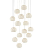White Piero Round 15-Light Multi-Drop Pendant Pendants LOOMLAN By Currey & Co