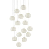 White Piero Round 15-Light Multi-Drop Pendant Pendants LOOMLAN By Currey & Co