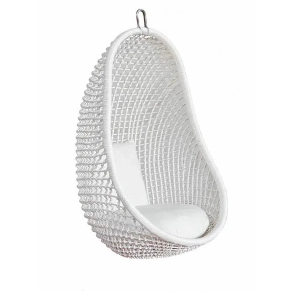 White Pod Rattan and Aluminum Hanging Chair-Outdoor Hanging Chairs-Artesia-LOOMLAN