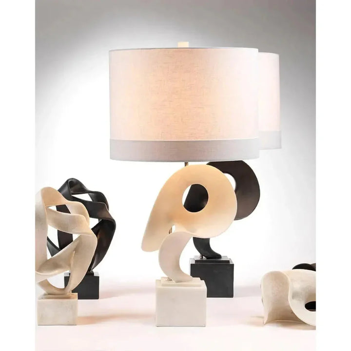 White Polyresin Obscure Table Lamp - LOOMLAN - Jamie Young - Table Lamps