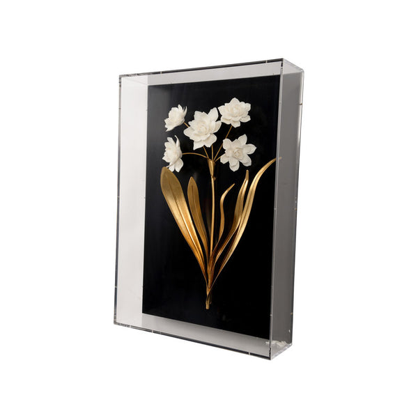 White Porcelain Flower Mounted Artwork-Artwork-Chelsea House-LOOMLAN