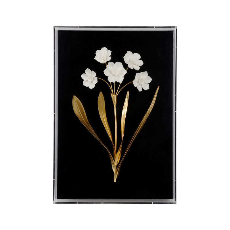 White Porcelain Flower Mounted Artwork-Artwork-Chelsea House-Flower B-LOOMLAN