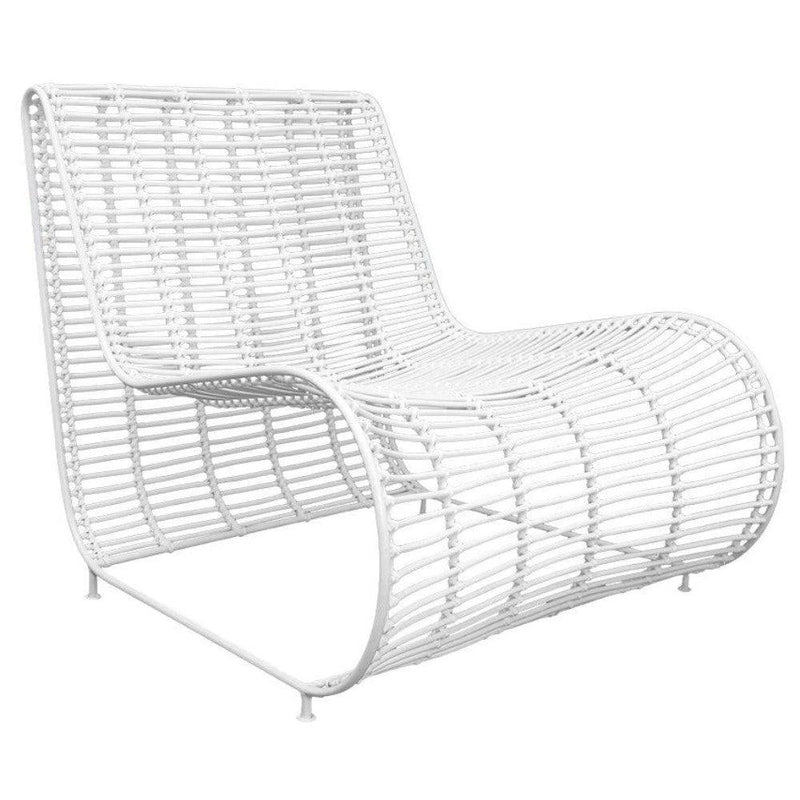 White Rattan All-Weather Wicker Outdoor Lounge Chair Outdoor Accent Chairs LOOMLAN By Artesia