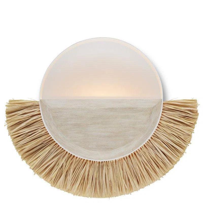 White Sandstone Natural Raffia Seychelles Wall Sconce